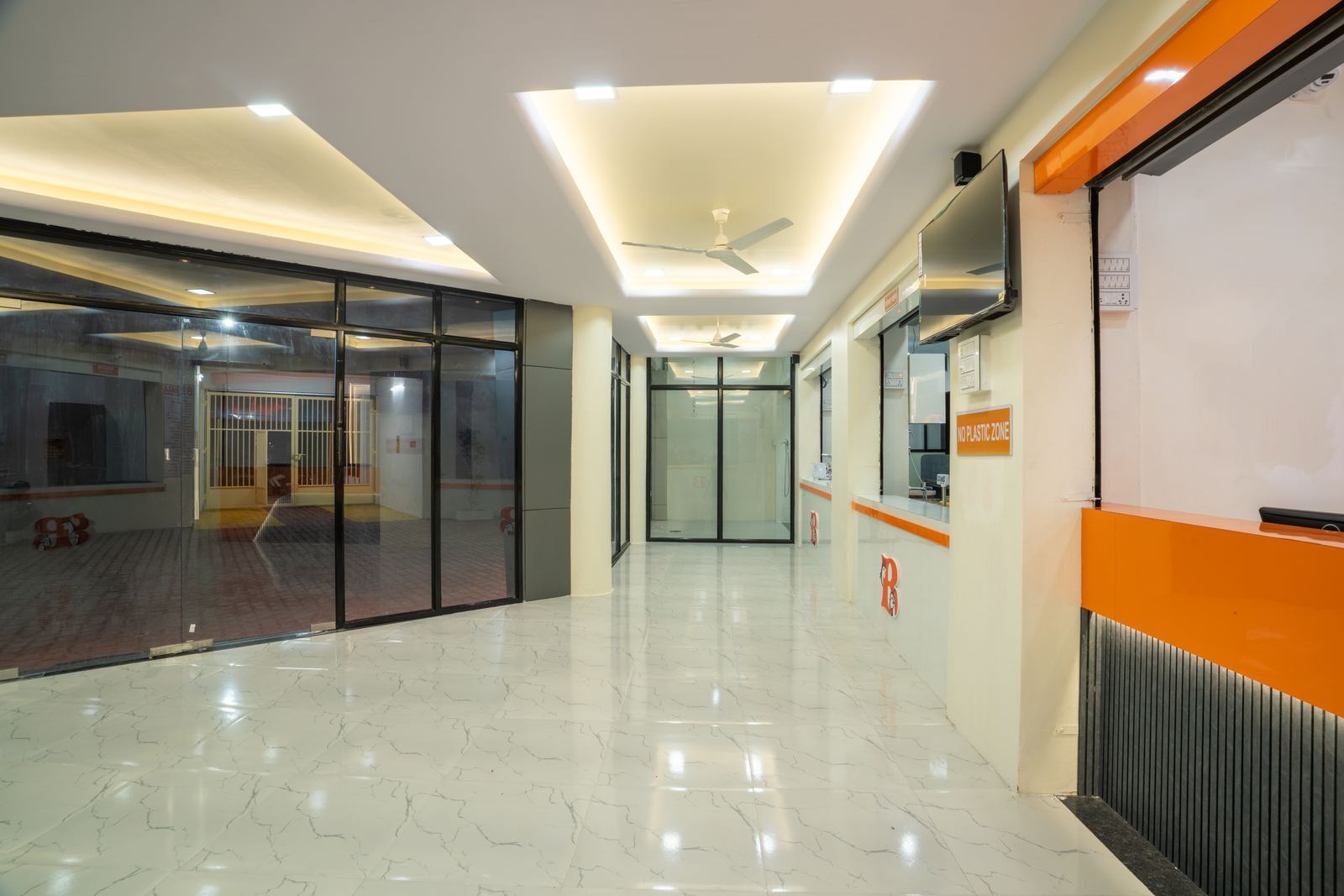 Safe and clean customer-friendly meat shop environment with glass partitions